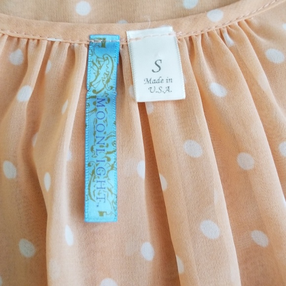 Peach Chiffon Blouse with White Polka Dots - Picture 6 of 7